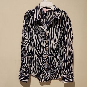 Lilly Pulitzer Zebra Print Button Down Shirt